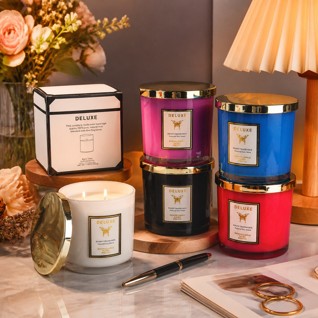 Candle Fragrance - 400G gold cover glass scented candle