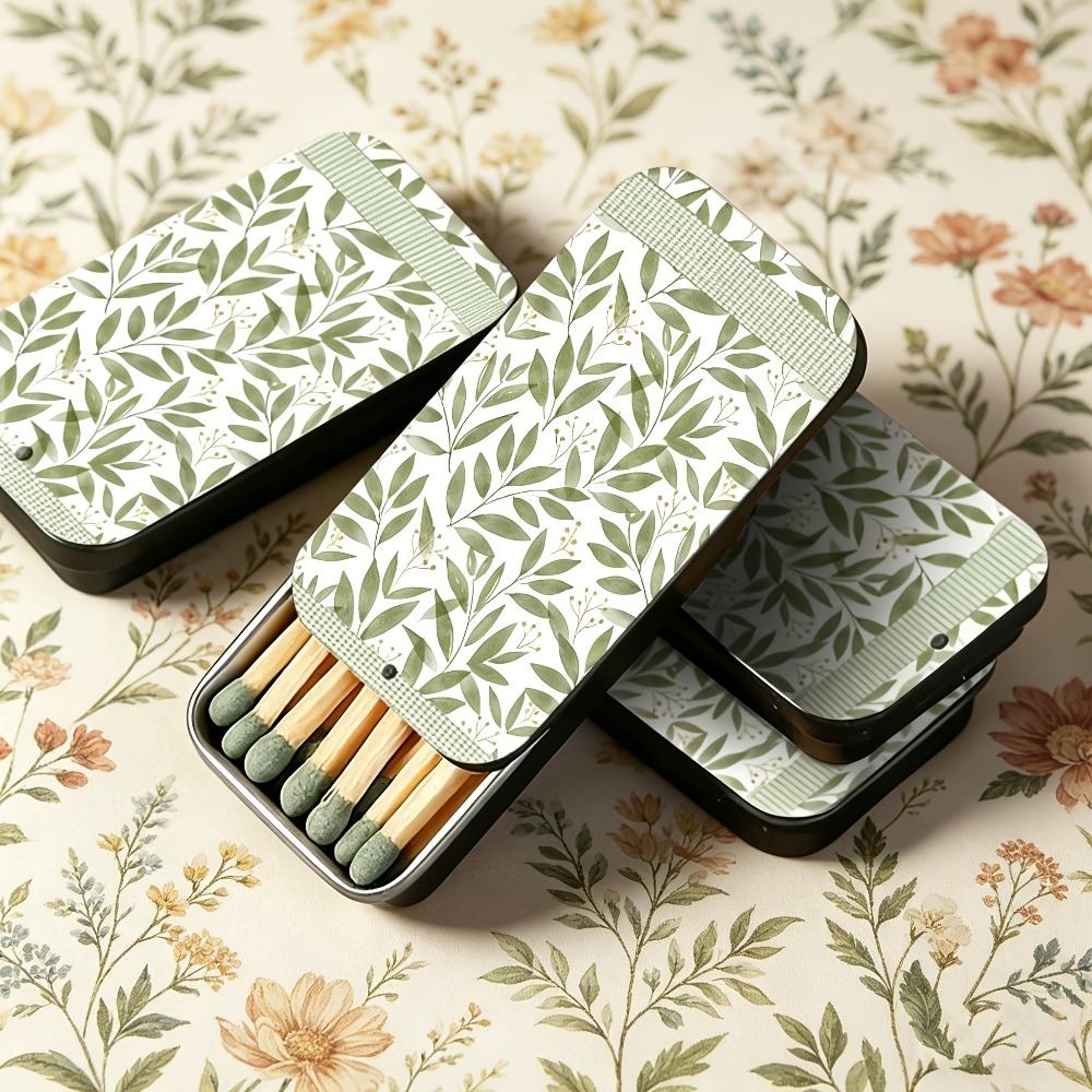 Green Leaf Pattern Tin Matchbo - Candle Lighter recension och pris