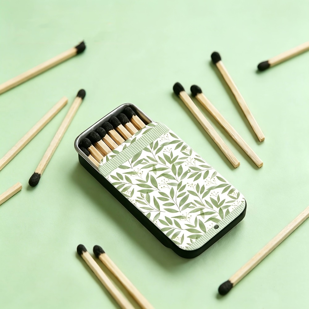Green Leaf Pattern Tin Matchbo - Candle Lighter recension och pris