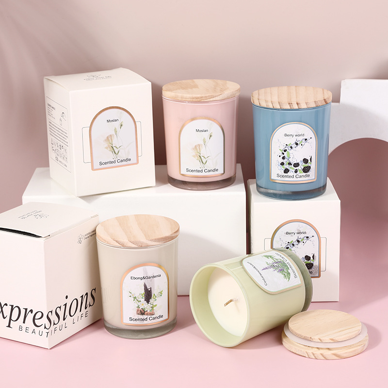Wood cover colored glass scent - Candle Fragrance recension och pris