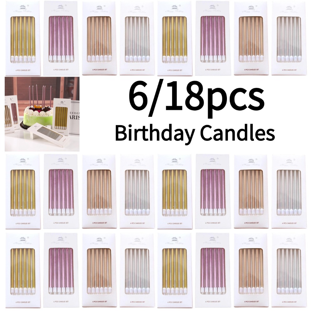 6/18pcs Metal Gold Silver Birt - Silk Candle recension och pris